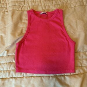 Zara Bright Pink Ribbed Top